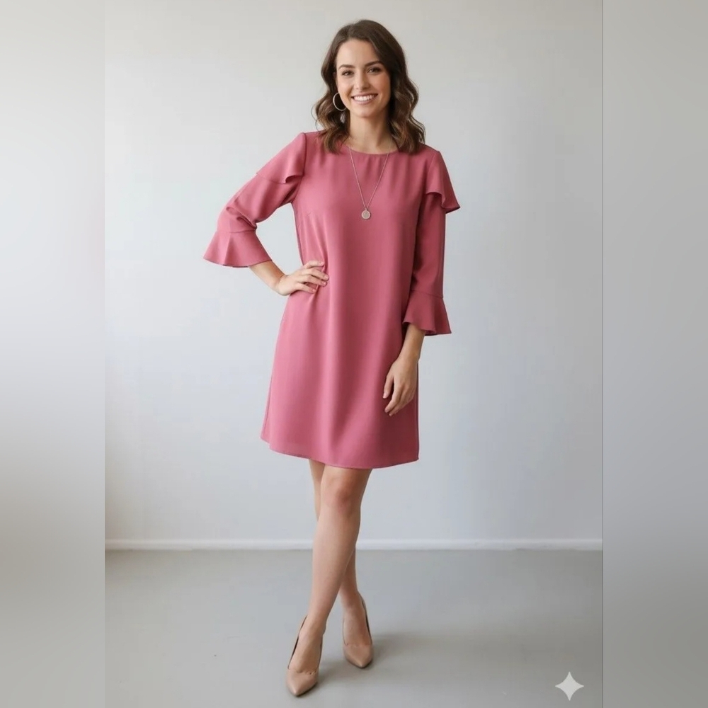 Express Blush Pink Ruffle Sleeve Dress